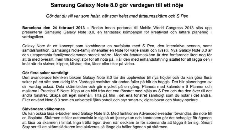Samsung Galaxy Note 8.0 gör vardagen till ett nöje 