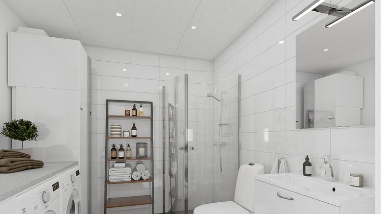 Brf Skogshem - 3D-bild av badrum