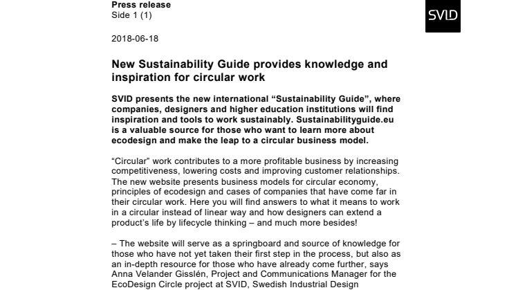 New Sustainability Guide provides knowledge and inspiration for circular work