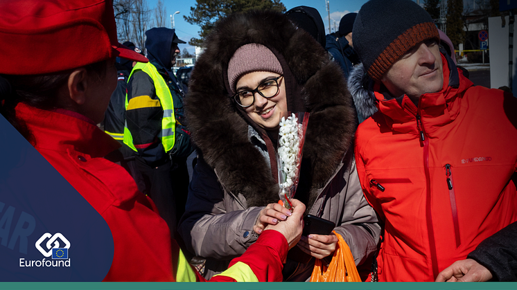 A Ukrainian refugee is welcomed in Siret, Romania. Image: © European Union, 2022