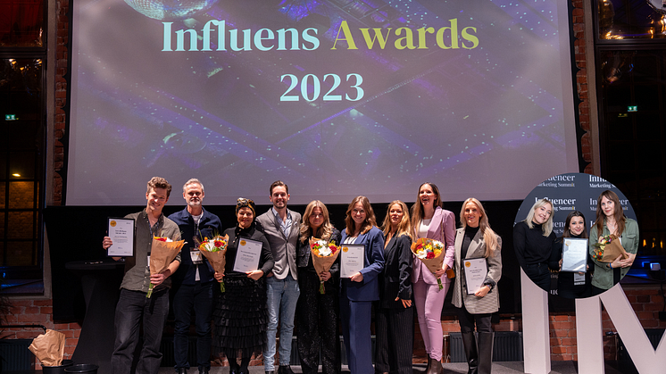 Årets fem vinnare i branschtävlingen Influens Awards.