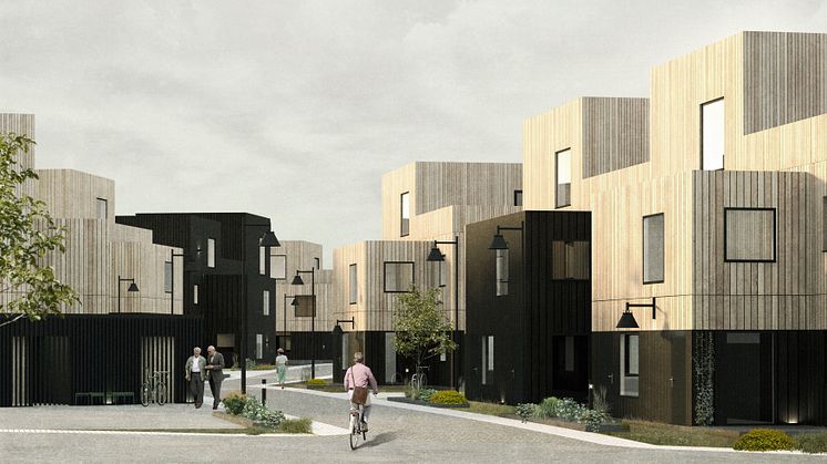 Beslut om bygglov för 52 lägenheter i den nya stadsdelen Södra Källtorp väntas på byggnadsnämnden. Illustration: EA Fastigheter