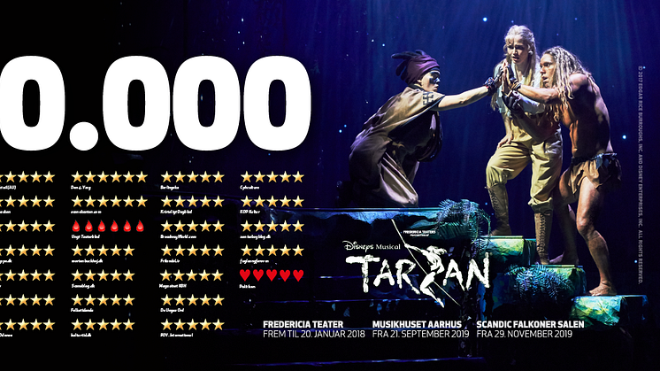 Fredericia Teaters produktion af Disneys Musical TARZAN runder 100.000 solgte billetter og nærmer sig udsolgt i Fredericia