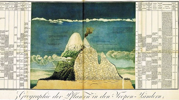 Det stærkeste udtryk for von Humboldts teorier om naturen som et sammenhængende hele var hans store tegning ”Naturgemälde”, der var en grafisk fremstilling af naturen omkring vulkanen Chimborazo. Her angav han temperatur, tyngdekraft, luftfugtighed, 