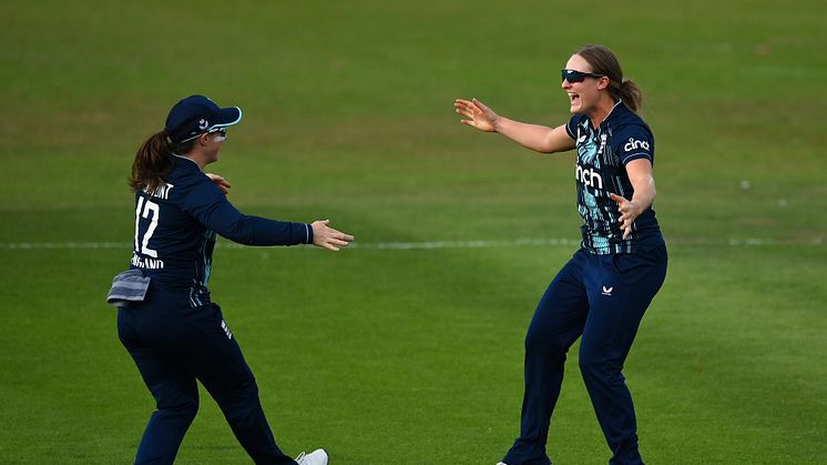 Emma Lamb (right) is one of six players to receive her first England Women Central Contract. Photo: Getty Images