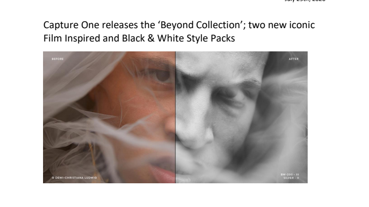 Capture One releases the ‘Beyond Collection’; two new iconic Film Inspired and Black & White Style Packs