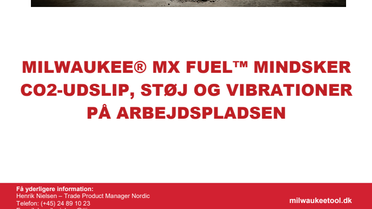 MILWAUKEE® MX FUEL™ MINDSKER CO2-UDSLIP, STØJ OG VIBRATIONER PÅ ARBEJDSPLADSEN