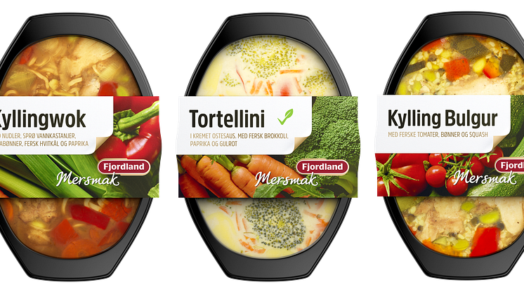 Den nye serien Mersmak lanseres i tre varianter; Kyllingwok, Tortellini og Kylling Bulgur.