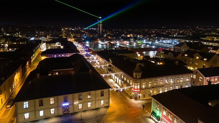 Foto från lasershowen i Lidköping 2020. Fotograf: Daniel Strandroth