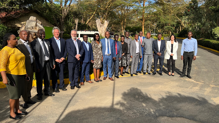 Professor Gavin Oxburgh (fifth from left) pictured in Kenya with representatives from Fair Trials, the African Policing Civilian Oversight Forum and the East African Police Chiefs Cooperation Committee.