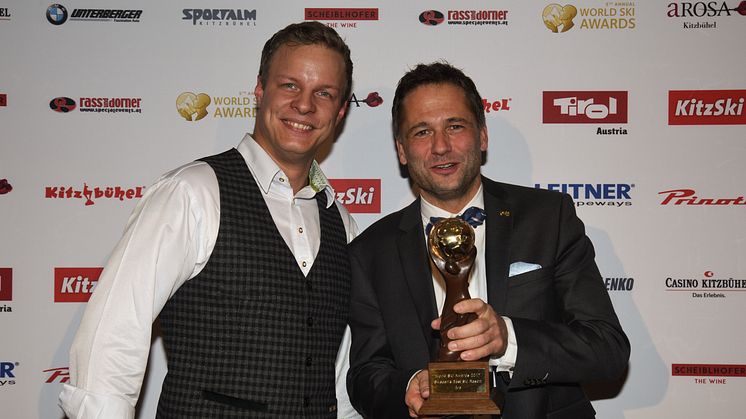 På vegne av SkiStar mottok Helge Bonden (t.h.) prisene for Trysil og Åre, som henholdsvis Norges og Sveriges beste skisted under World Ski Awards.