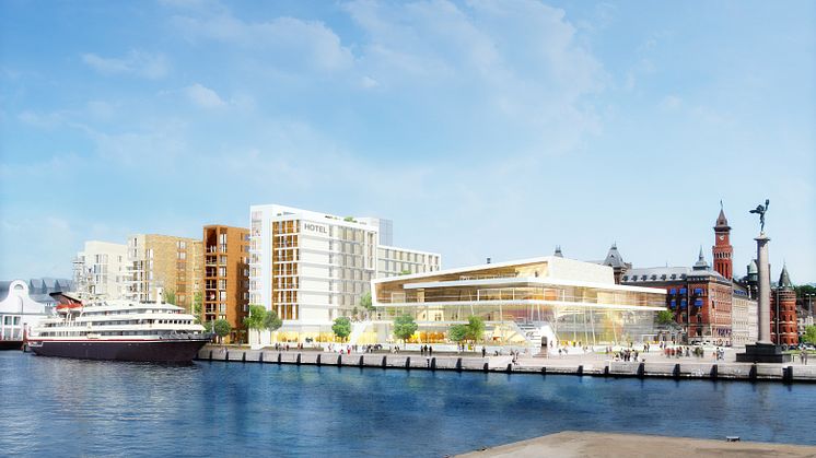 Kongresscentret SeaU i Helsingborg. Skissbild av JAIS arkitekter.