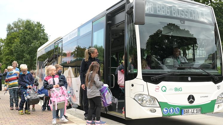 Auftakt zur Busschule im Jahr 2021 in Oderberg. Foto: Landkreis Barnim/Bachmann