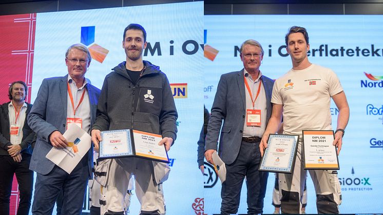 Vi gratulerer Leon Seilen (til venstre) og Sander Kvittingen (til høyre) med seier i norgesmesterskapet i overflateteknikk.