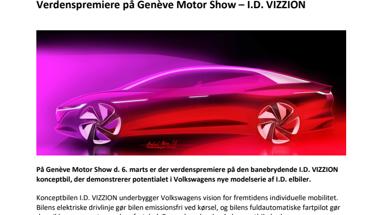 Verdenspremiere på Genève Motor Show - I.D. VIZZION  