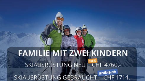Preisstudie zu Skiausrüstung - ﻿Mit einer Occasions-Ausrüstung kann eine Familie beim gemeinsamen Ski-Ausflug bis zu 3000 Franken sparen