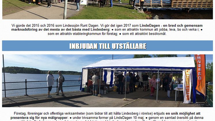 LindeDagen bjuder in utställare som vill visa "det bästa med Lindesberg"