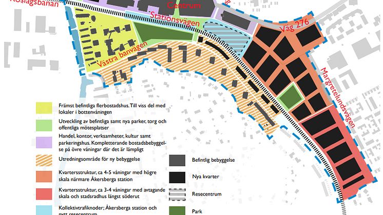 Utsnitt ur programkarta för framtidens Åkersberga stad.