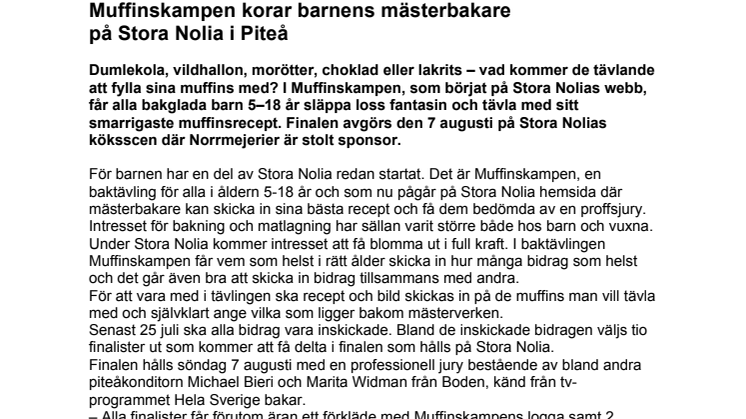 Muffinskampen korar barnens mästerbakare  på Stora Nolia i Piteå