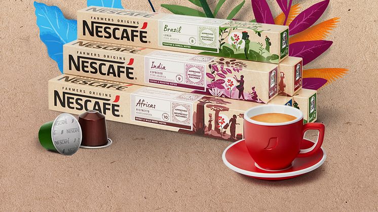 NESCAFÉ lanserer NESCAFÉ Farmers Origins, en NY serie med NESCAFÉ kaffekapsler utviklet for Nespresso maskiner. 