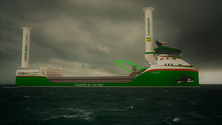 With Orca will be the world's first hydrogen - powered cargo ship. The ship will sail on a long-term contract for HeidelbergCement and Felleskjøpet Agri, and will be put into operation in 2024. Ill: Norwegian Ship Design