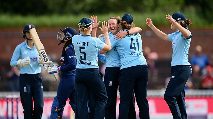 Kate Cross took 5-34 in England's win at Taunton. Photo: Getty Images