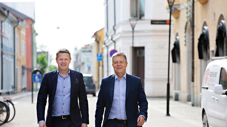 Anders Hedberg (vice vd) och Christer Eklind (vd) är mycket nöjda över årets resultat i årets bankmätning av Svenskt Kvalitetsindex.