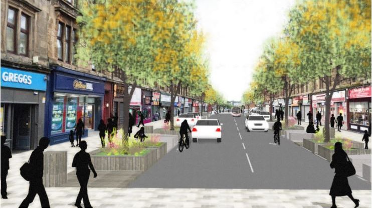 Examples of possible street improvements in Possilpark town centre. Image: Glasgow City Council.
