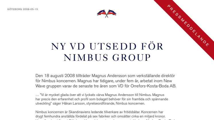 Ny VD utsedd för Nimbus Group