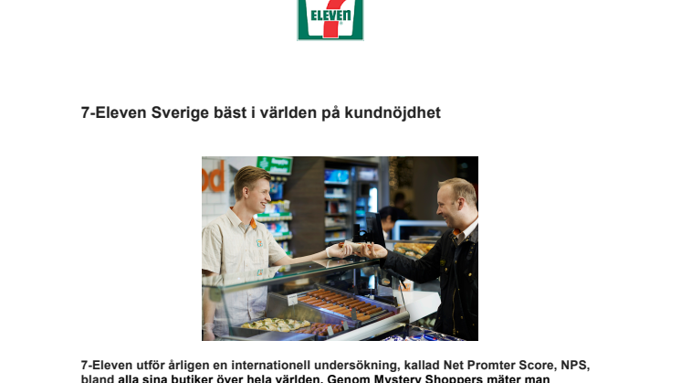 7-Eleven Sverige bäst i världen på kundnöjdhet