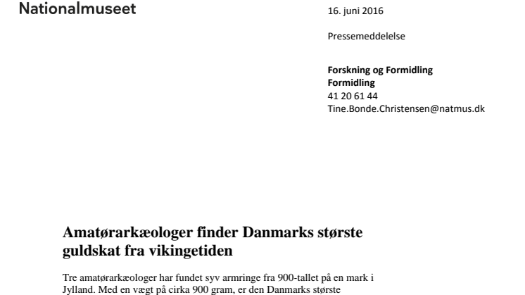 Amatørarkæologer finder Danmarks største guldskat fra vikingetiden