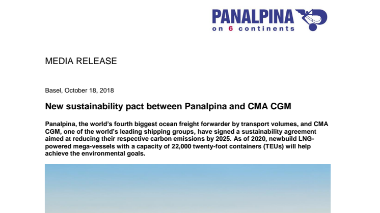 New sustainability pact between Panalpina and CMA CGM