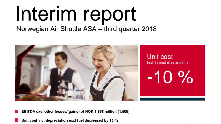 Norwegian reports a result of 1.6 bn NOK in the third quarter