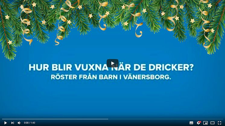 Bilden visar första bilden på julfilmen Vänersborgs kommun tagit fram om hur barn ser på vuxna när de dricker.