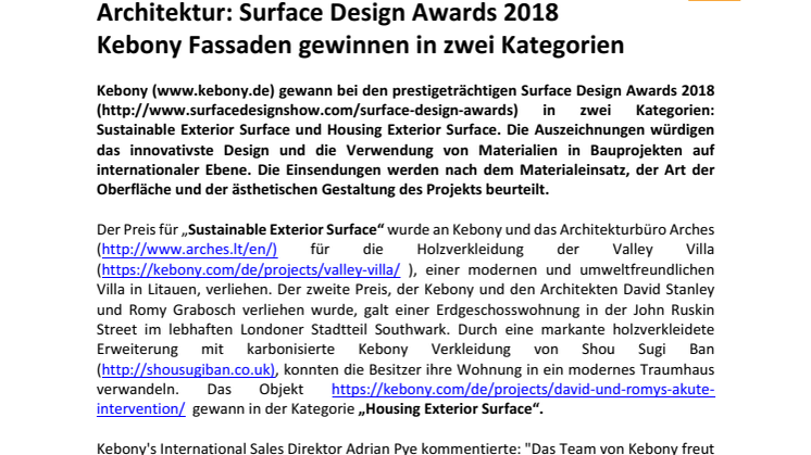Architektur: Surface Design Awards - Kebony Fassaden gewinnen doppelt