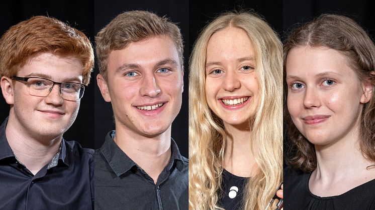 Finalister 2021: Vilhelm Moqvist, Harald Edin, Nicole Biegniewska, Jael Caselunghe.
