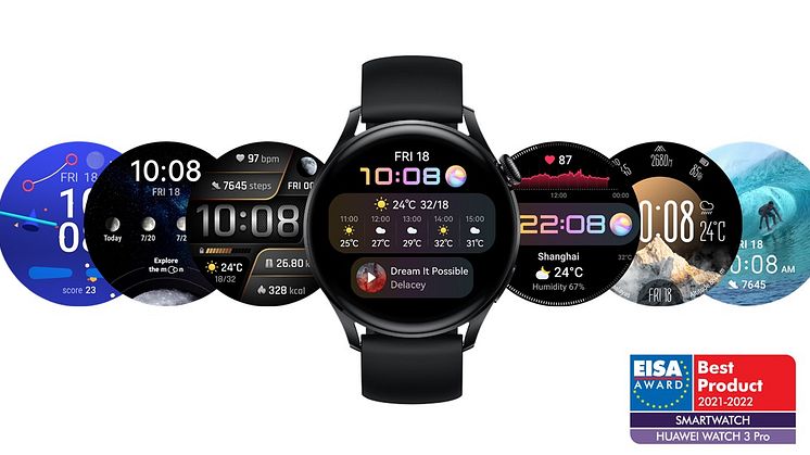 Huawei Watch 3 Pro har tilldelats priset ”EISA Best Smartwatch 2021–2022”.