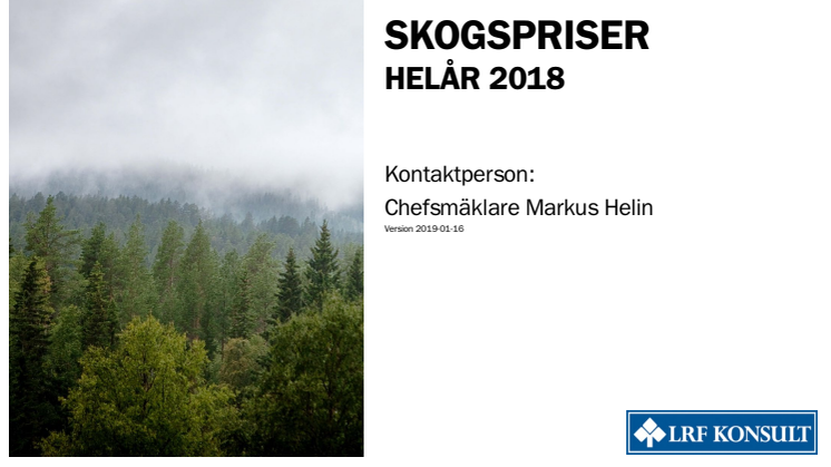 Rapport Skogsmarkspriser - helår 2018