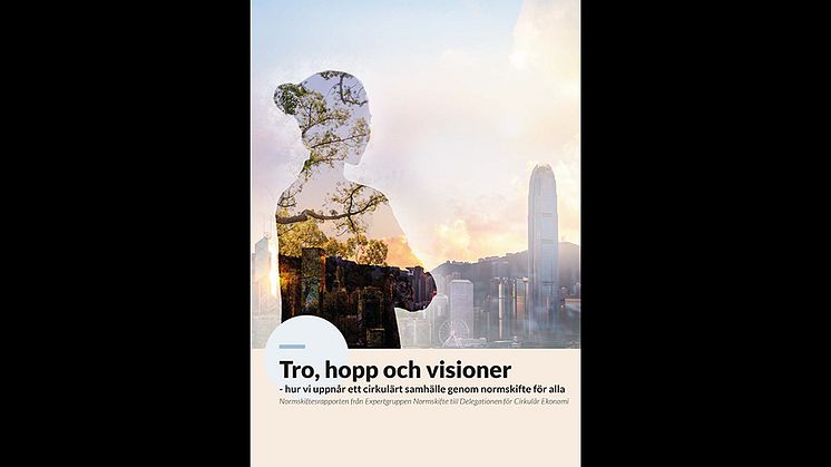Rapporten "Tro, hopp och visioner - hur vi uppnår ett cirkulärt samhälle genom normskifte för alla". Normskiftesrapporten från Expertgruppen Normskifte till Delegationen för Cirkulär Ekonomi.