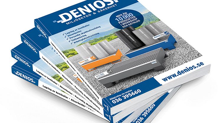 DENIOS nya katalog med spillkydd och utrustning för kemikaliehantering.