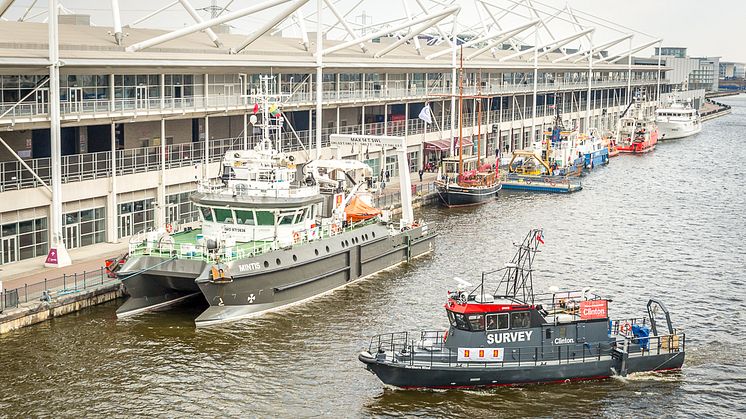 Live on-water vessel and equipment demonstrations will take place in the adjoining Royal Victoria Dock
