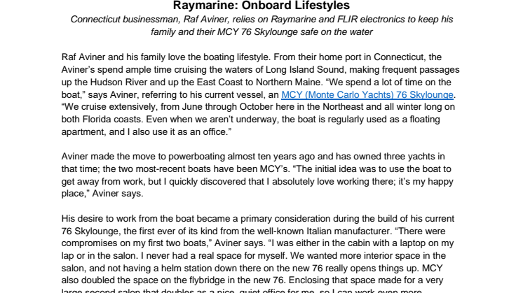 Raymarine: Onboard Lifestyles