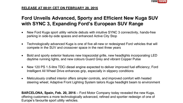 Ford præsenterer ny Kuga - med SYNC3