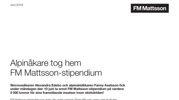 Alpinåkare tog hem FM Mattsson-stipendium