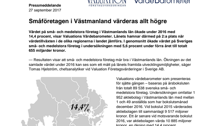 Värdebarometern 2017 Västmanlands län
