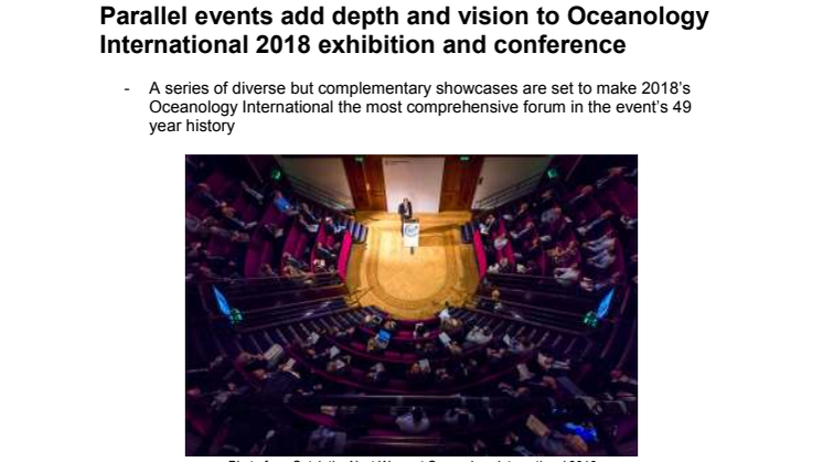 Parallel events add depth and vision to Oceanology International 2018 exhibition and conference