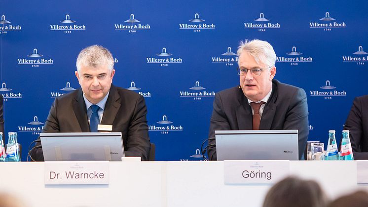 Markus Warncke (CFO) et Frank Göring (CEO) présentent les résultats de l'exercice 2018 de Villeroy & Boch AG.