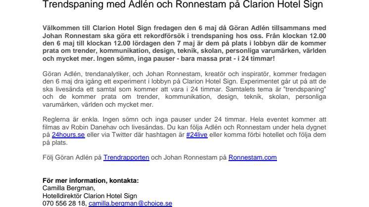 Trendspaning med Adlén och Ronnestam på Clarion Hotel Sign