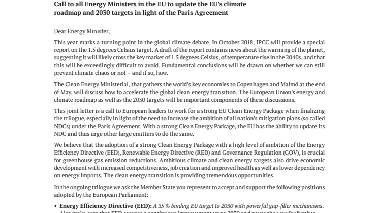 Öppet brev: Skärp EU:s klimatstrategi 
