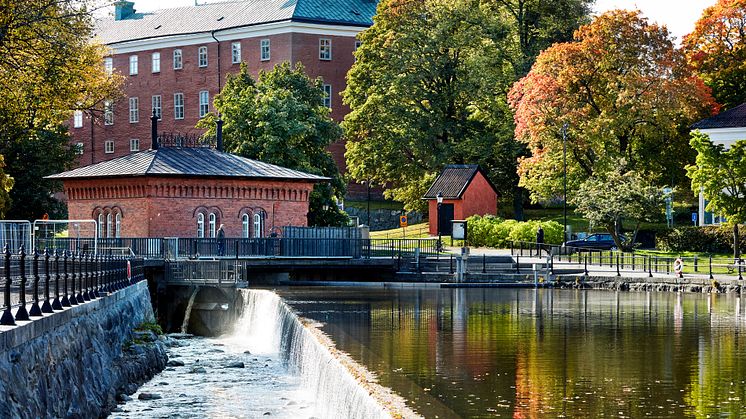 Turbinhusets kraftstation och faunapassage i Västerås. Bild: Mälarenergi